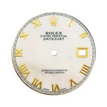 Mens Rolex Datejust Aftermarket White MOP Dial, Yellow Gold Roman