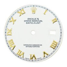 Mens Rolex Datejust Dial, White, Yellow Gold Roman