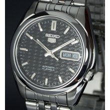 Men's Seiko 5 Auto Black Feature Face Day Date Snk361k1