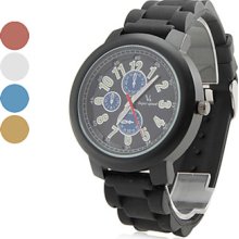 Men's Sports Style Silicone Quartz Analog Wrist Watch (Black)