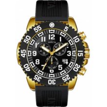 Men's Stainless Steel Case Leather Strap Chronograph Black Dial Day an