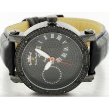 Mens Techno Royale Genuine Real Diamond King Watch All Black On Iced Free Studs