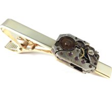 Mens Tie Clip - Tie Bar - Retro Vintage Watch - Mechanical Watch Movement Steampunk Tie Clip - Brass