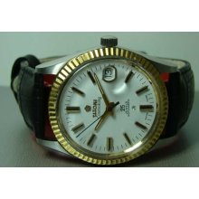 Mens Vintage Titoni Cosmoking Rotomatic Date Swiss Wrist Watch F798 White Dial