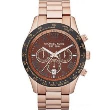 Michael Kors Men Layton Rose Gold Watch Case Chronograph Movement Steel Time