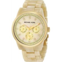 Michael Kors Mk5039 Chronograph Ritz Resin Horn Bracelet 36mm Ladies Watch