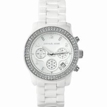 Michael Kors Watch, Women's Chronograph Runway White Ceramic Bracelet Mk5188