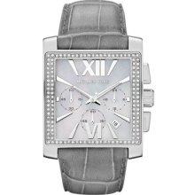 Michael Kors Women Watch Swarovski Gray Leather Uptown Glam Gia Mk5674 Z