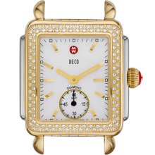 MICHELE 'Deco 16 Diamond' Two Tone Watch Case Silver/ Gold