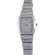 Mila Schon Women's Beige Textured Dial Stainless Steel Date Quartz Watch