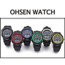 Military Dual Time Analog Digital Alarm Mens Lady Waterproof Sport Watch