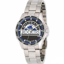 MLB Baseball Watches - Men's Colorado Rockies Stainless Steel Major League Baseball Watch