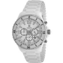 Momentus Stainless Steel White Ceramic Band with White Dial and C ...