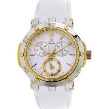 Momentus Stainless Steel with White Leather Band White Dial Chron ...