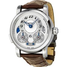 Montblanc Nicolas Rieussec Chronograph Automatic Silver Dial Brown Leather Mens