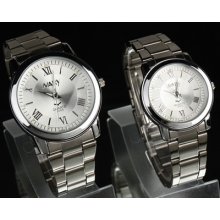 Nary Couple Watches Stainless Steel Band Life Waterproof White Dial