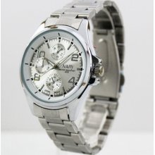 Nary Menâ€™s Waterproof Stainless Steel Belt Night Lights Watch White Dial