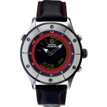 National Geographic Quest III Red Dial Accent Black Leather NG752GKSK