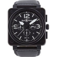 NEW Bell & Ross Black Carbon Chronograph Automatic Stainless Steel