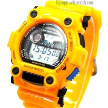 NEW FASHION STAR RACER NYC AUTO DIGITAL YELLOW WATCH YELLOW BAND DW10