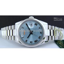 New Luxury Lls Automatic Mens Watch Daydate Platinum President Glaci