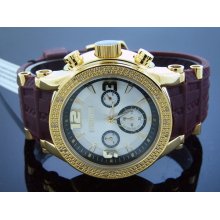 New Men's Jo Jino by Joe Rodeo 0.25CT Diamond Watch 45mm Round Yellow Gold Case