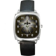 New Orleans Saints Unisex Silver-Tone Square Metal Watch 08