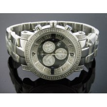 New Swiss Movt Aqua Master 3.50 Ct Diamonds Black Face