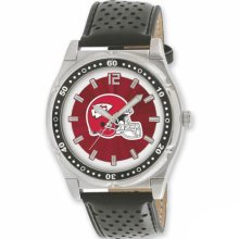 NFL Football Watches - Men's Kansas City Chiefs Stainless Steel NFL Watch and Leather Strap