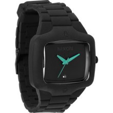 Nixon Rubber Player Black Teal Watch Wristwatch In Box Real Diamond