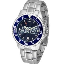 Northern Arizona (NAU) Lumberjacks Competitor AnoChrome Men's Watch with Steel Band and Colored Bezel