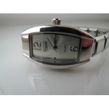 NOS Ladies Quartz Watch Silver Dial W/ Italian Charm Bracelet PC21 Movement LPC5