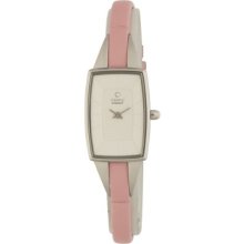 Obaku By Ingersoll Ladies Silver Dial Pink Leather Strap Watch