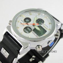 Ohsen Sport Men Analog Lcd Digital Day Date Alarm Dual Time Rubber Wrist Watch