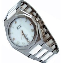 Oniss ON622-L White MOP Women's Swiss Tungsten & Ceramic Diamond Watch