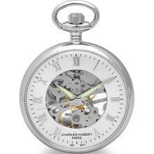 Open face mechanical pocket watch & chain by charles hubert #3673