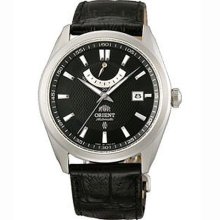 Orient Ffd0f002b Men's Vintage Power Reserve Black Leather Strap Automatic Watch
