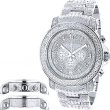 Oversized Iced Out Mens Diamond Watch by Luxurman White Gold Plated 2ct