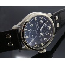 Parnis 47mm Big Pilot Power Reserve Chronometer Mens Watch Black Dial P066a