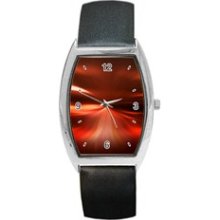 Patterned Red Mens Barrel Watch Personalized Photo