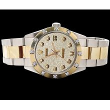 Pearl master diamond rolex watch white diamond dial date just SS & gold oyster