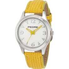 Pedre 0094Syx Midsize 0094Syx Silver-Tone Yellow Strap Watch