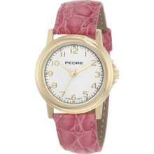 Pedre 0231Gx-Pink Croc Women'S 0231Gx Gold-Tone With Pink Leather Strap Watch