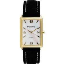 Pedre Watch With Black Suede Strap And Mother Of Pearl