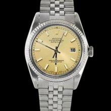 Perpetual rolex gents watch datejust champagne stick dial jubilee SS bracelet