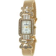 Peugeot Two-Tone 7070G Women'S 7070G Crystal Bezel Gold-Tone Mesh Bracelet Watch