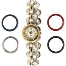 Peugeot Women's Two-tone Watch Gift Set (Peugeot Ladies Gift set - Two-tone White Dial Bracelet Watch)