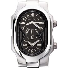 Philip Stein 'Signature' Small Black Dial Watch Case Silver