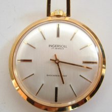 Pocket watch Ingersoll 17 jewel mechanical wind Swiss made vintage likely gold plated