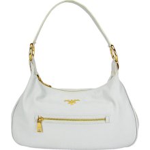 Prada BR3092 Vitello Daino Small Hobo Bag White